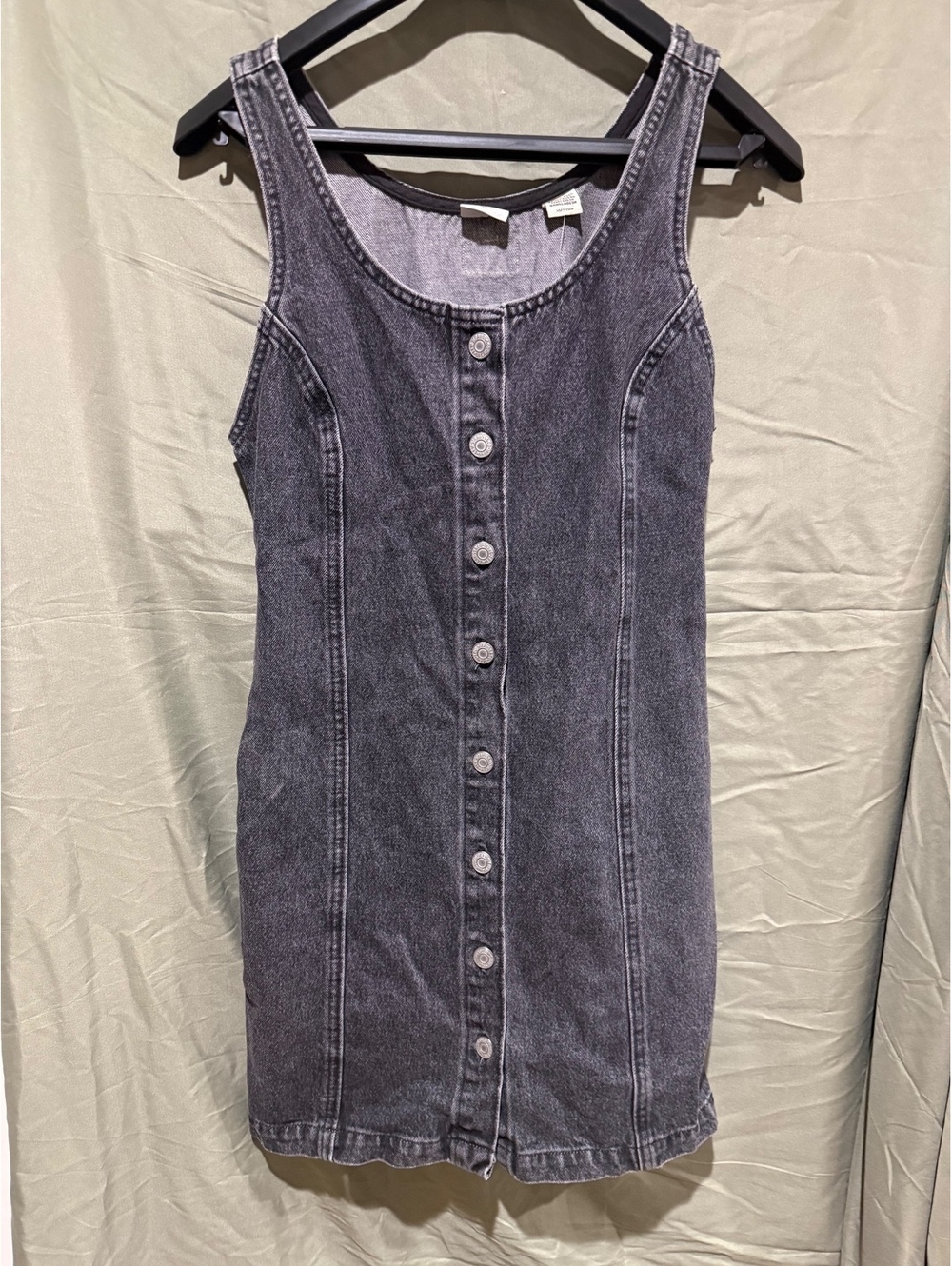 Levis Charcoal Denim Sleeveless Button Front Mini Dress